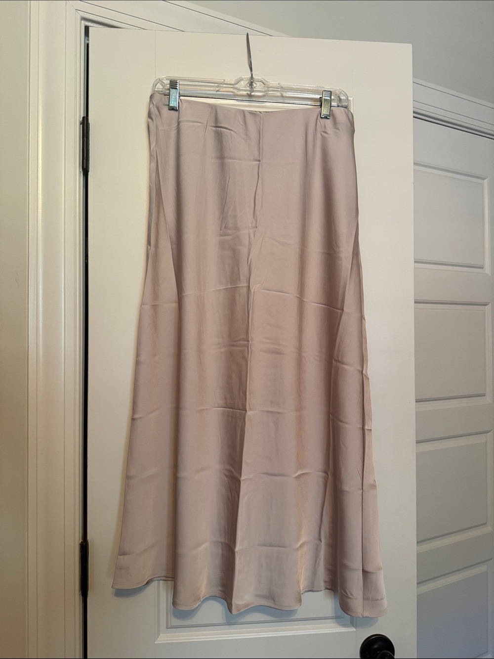 Old Navy A-Line Satin Midi Skirt in Light Blush